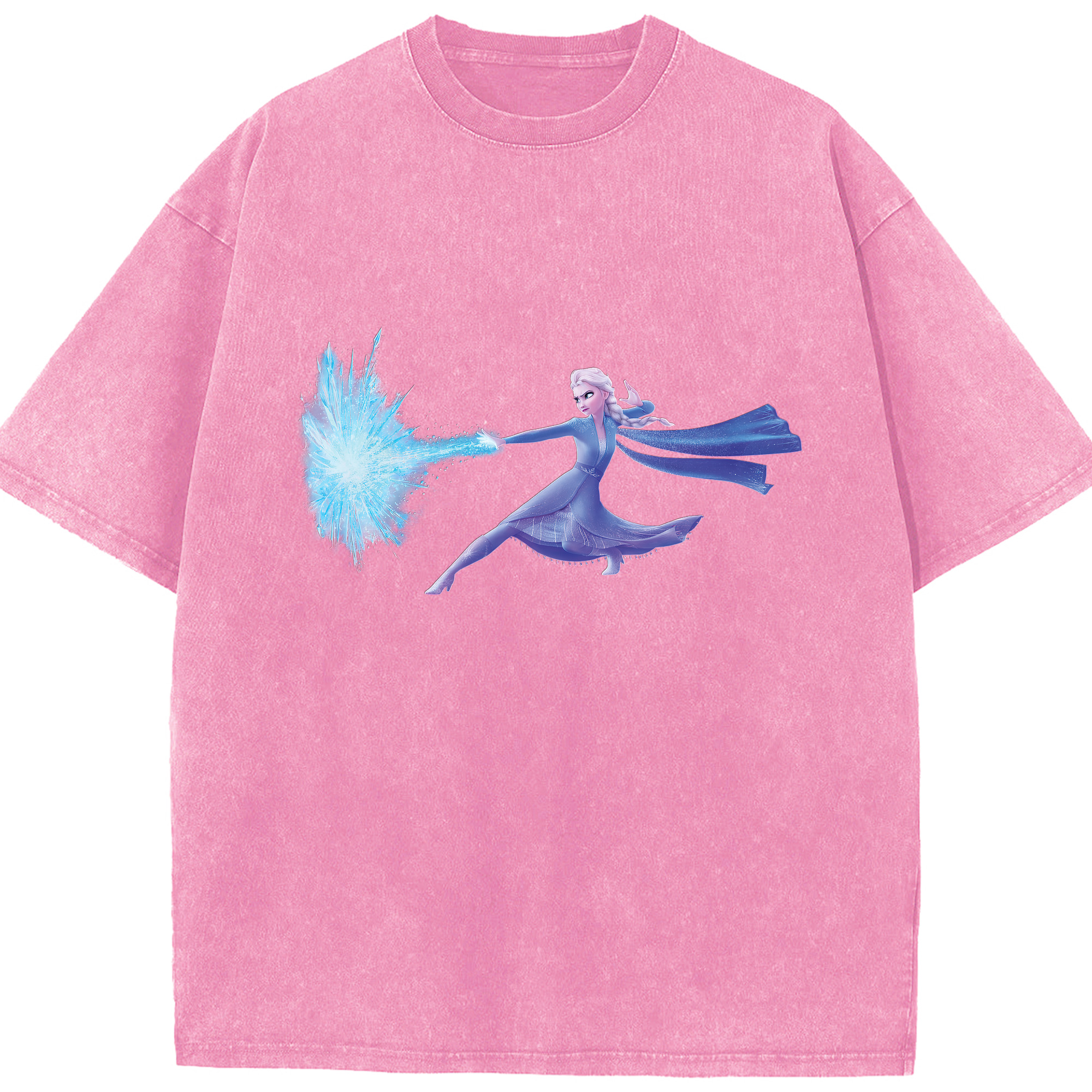 （画像用） アナと雪の女王 アンナ エルサ Frozen Anna Elsa 綿100% ヴィンテージ風 半袖Tシャツ（フロントプリント）